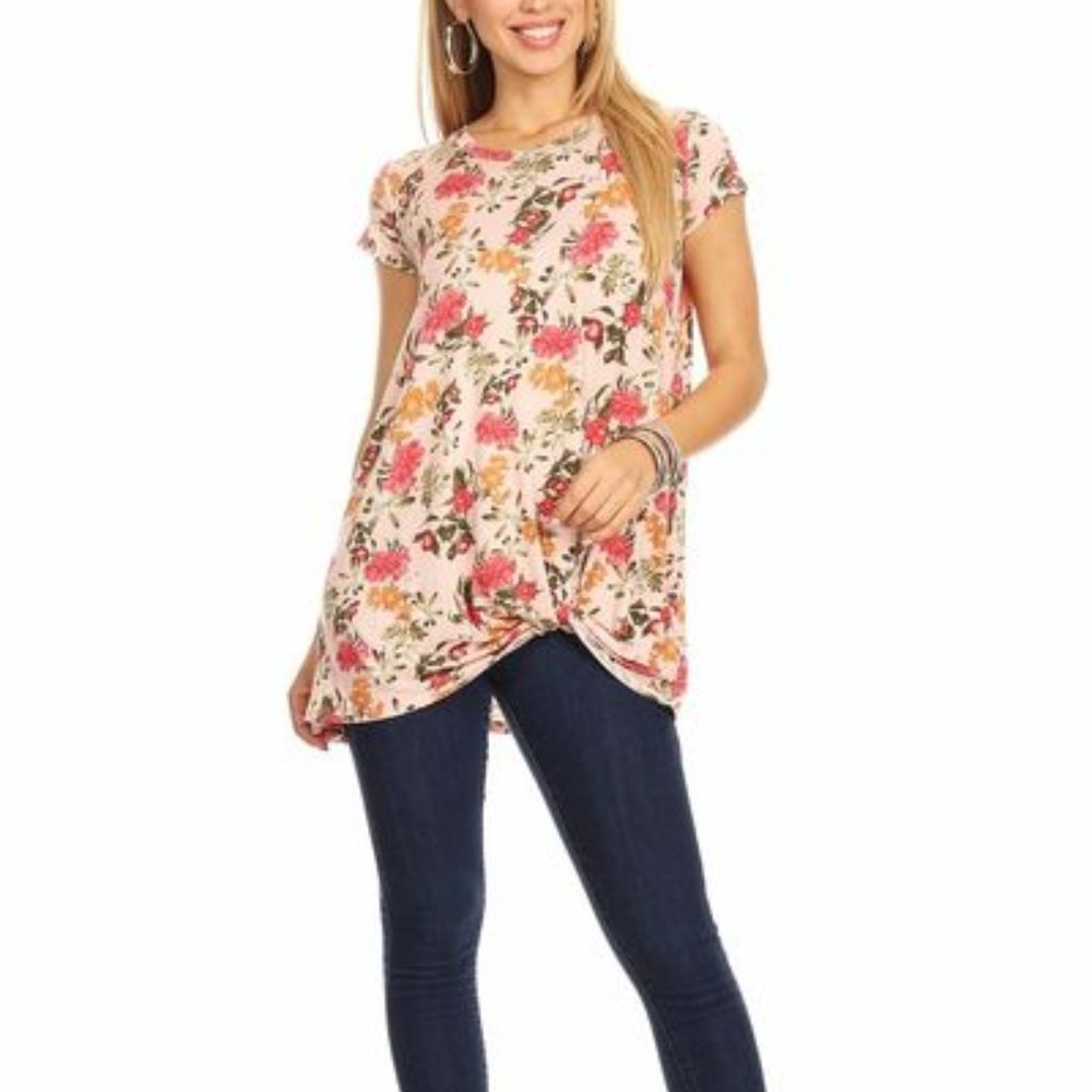 Short Sleeve Gathered Knot Top Made in USA